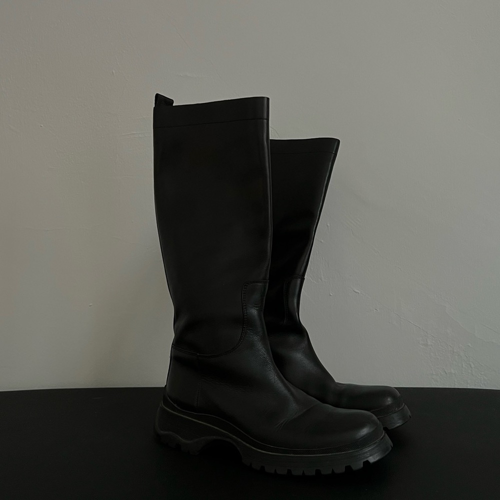 Prada Knee High Puddle Boot Black